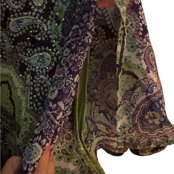 NWT One World “Live and Let Live” Paisley Print Flutter Sleeve Dress – Size L - Picture 13 of 16